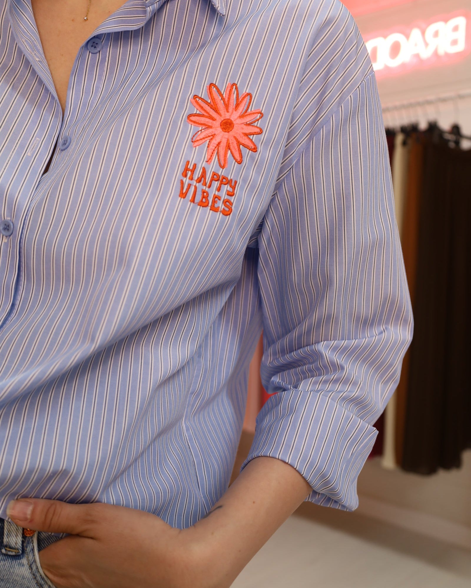 Chemise Ory - brodé happy vibes