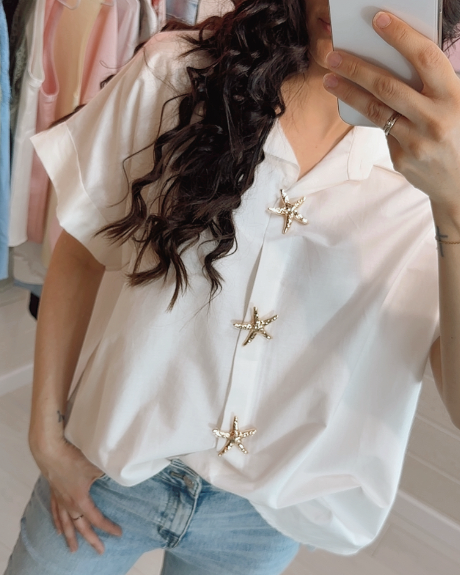 Chemise “Stella” – Oversize en Coton & Broche Étoile