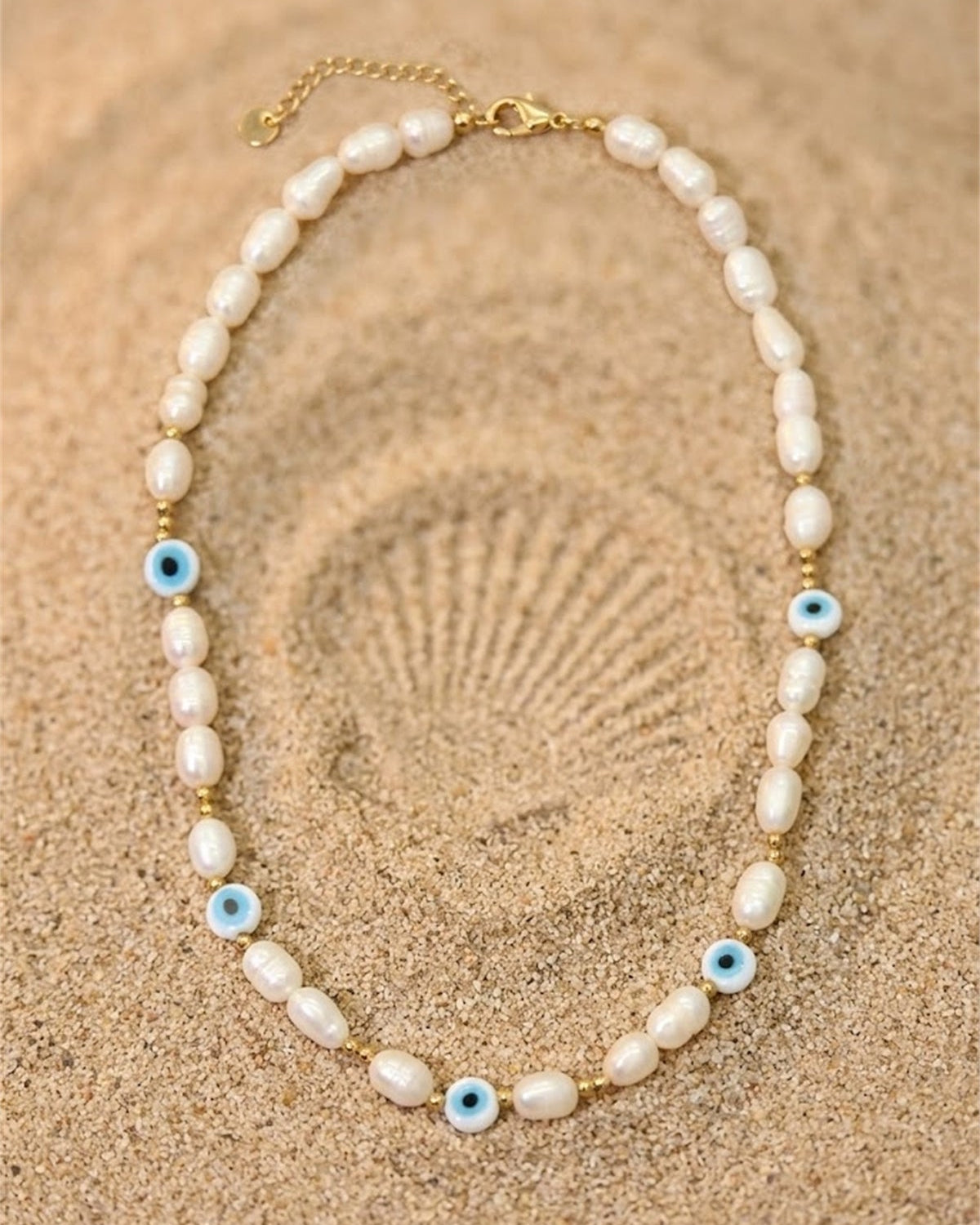 Collier “Naya” – Perle de culture  & Œil Protecteur