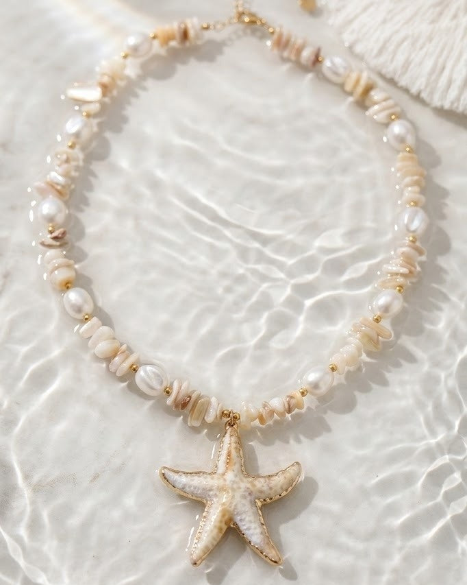 Collier “Sélia” – Perles & Étoile de Mer