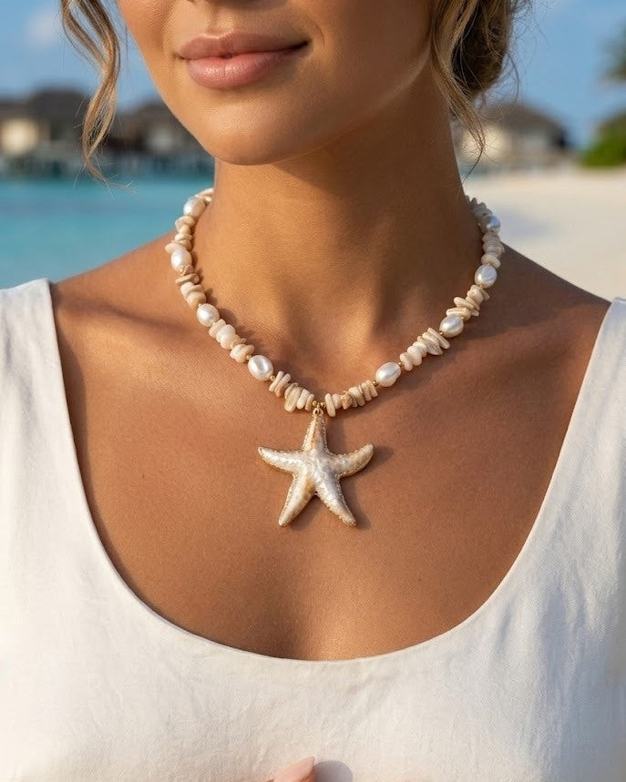 Collier “Sélia” – Perles & Étoile de Mer