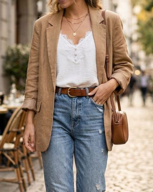 Caraco “Élina” – Satin & Dentelle Élégante